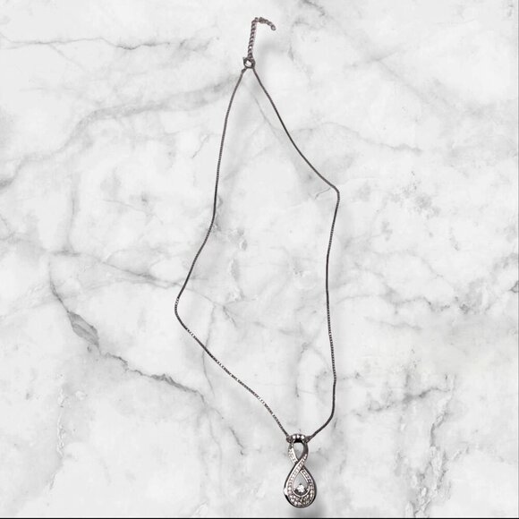 Infinity Pendant Necklace With Cubic Zirconia On Sterling Silver Chain For Women - Picture 11 of 11